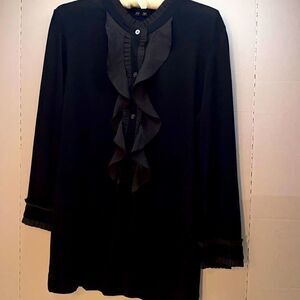 theory silk ruffle Button up blouse